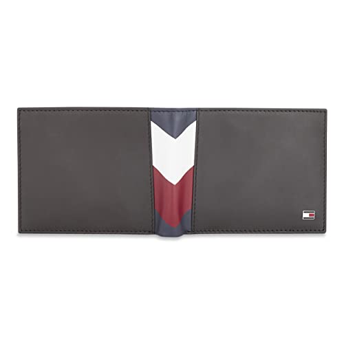 Tommy Hilfiger Bodhi Leather Passcase Wallet for Men - Dark Brown, 10 Card Slots
