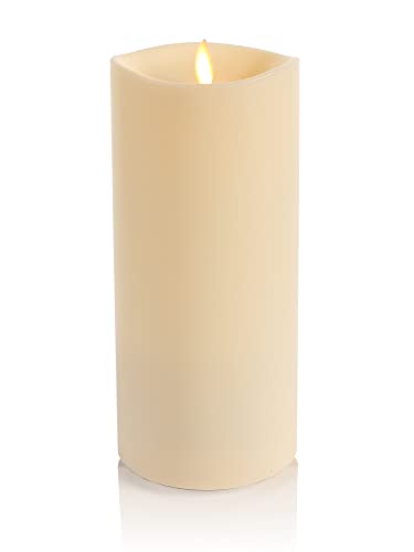 Image of Luminara Outdoor Flameless LED Ivory Candle Melted Edge 3.75 inch x 9 inch Real Moving Flame Battery Operated Timer Plastic Weather-Resistant