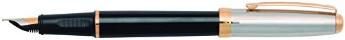 Image of Sheaffer Prelude Black Onyx Lacquer Fountain Pen with Chased Palladium Cap & 22KT Gold-Plated Trim and Fine Nib