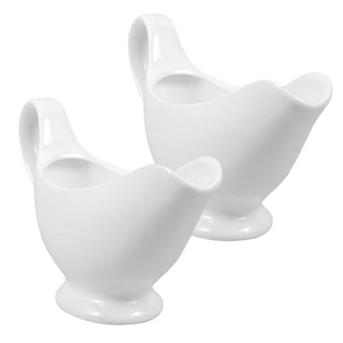 PRETYZOOM 2-piece Ceramic Sauce Cup Set Gravy Boat Dipping Sauce Cup for Dinner Table