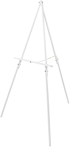 Creative Mark Thrifty Wood Tripod Display Easel Stand for Painting- Lightweight and Foldable Display Stand for Travel with Adjustable Height - White Finish - Single Unit