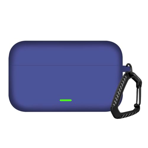 Image of Anvique Silicone Case Cover for Realme Buds T500 Pro, Shockproof Protective Earbuds Cover with Keychain Hook, Anti-Scratch Soft Silicone Skin, Full Body Protection Case (Blue T)