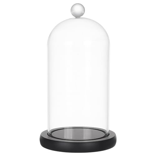 PH PandaHall Cúpula transparente para campana y plantas, cúpula de cristal con base negra, para exposición navideña, 21 x 11 cm