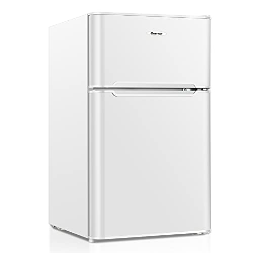COSTWAY Compact Refrigerator, 2 Reversible Door 3.3 CU.FT. Mini Fridge