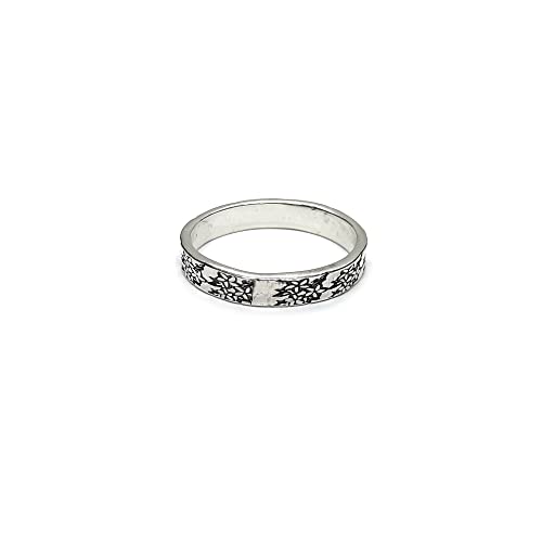 Bague argent sterling véritable anneau fleurs style bohème 4mm - 4