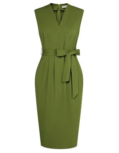 Grace Karin Vestido elegante de verano para mujer, estilo tubo, festivo, de cóctel, de rodilla, para negocios, color verde ejército M
