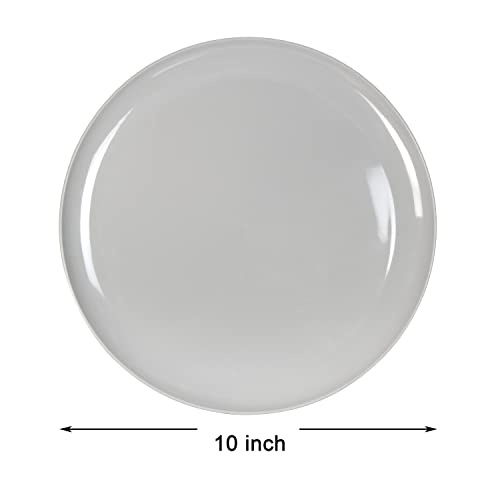 Youngever 9 Pack 25CM Re-usable Large Plastic Dinner Plates, Set of 9 (Grey Color), 25 centimeters - Image 2