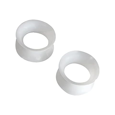 EG GIFTS Pair of White gauges Ultra Thin Walled Silicone Double Flared Flexi Ear Tunnels 6 Sizes to Choose (00 Gauge (9mm)) Cover