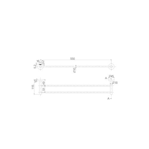 Porte-serviettes double de 55 cm en inox brossé avec support mural - 7