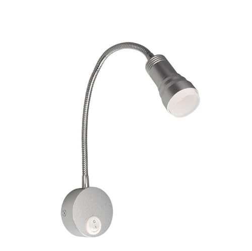 Aplique de lectura LED de 3W plateado y luz neutra para cabecero de cama