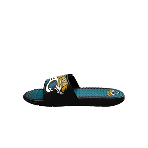 Image of FOCO mens NFL Team Stripe Logo Athletic Sport Shower Flip Flop Sandals Gel Slides