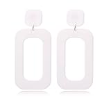DIYANMMY Retro Simple Acrylic Geometric Square Hollow Earrings for Women White Statement Drop Earrin