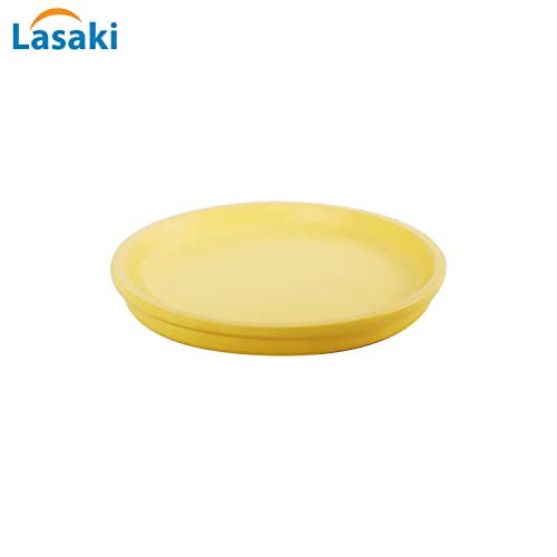 Image of Lasaki Round Ceramic Trays (Plates Saucers) for Pots, planters, Flower, Succulent(Set of 2,Saffron,3.5 inch) R3.5(Plants not Included)