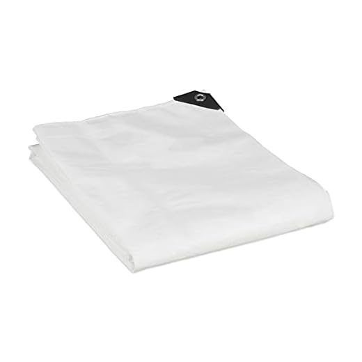 Relaxdays Lona Impermeable 120 g/m², 5 x 6 m, Tela Toldo con Ojales, Resistente al Desgarre, Lona para Piscina, Blanco