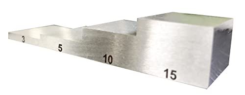 Bloque de calibración de prueba de 4 pasos en acero inoxidable 304 con espesores 3mm, 5mm, 10mm, 15mm para medidor ultrasónico de espesor en pruebas NDT y calibración de linealidad miniatura 6
