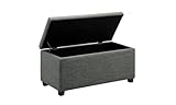 Amazon Basics Upholstered Storage Rectangular Ottoman and Entryway Bench, Polyester, Charcoal Gray, 35.5'W x 16.5'D x 17'H