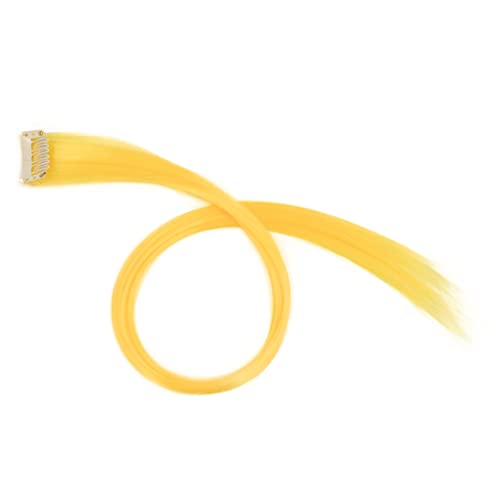 10 Pcs Yellow Hair Extensions Colorful Clip In Synthetic Hair Accessories Straight Long Hair Rainbow Selected For Women Girls Kids Gifts (Kzf-Yellow), 1.0 Count #TOP1