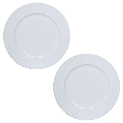 MIJOMA 2-teiliges Set Platzteller Dekoteller Unterteller Tischdeko Event-Tischdekorationen wiederverwendbar (Ø33 cm, Weiß glänzend)