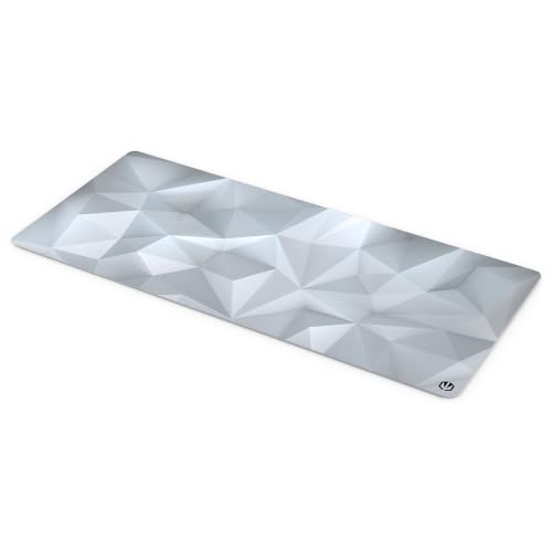 ENDORFY Crystal Onyx White XL Tapis de Souris XXL 900x400 mm, Guide de Souris Lisse, Bord imprimé, Base en Caoutchouc antidérapant, Design élégant