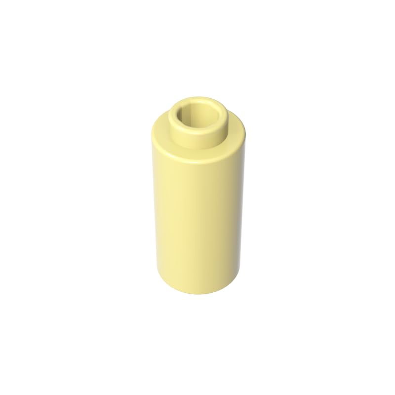 71075 Round Brick Brick Round 1x1x1 2/3 50 Pieces GDS-1574 Compatible with Lego Building Blocks Color:Light yellow โ image 1