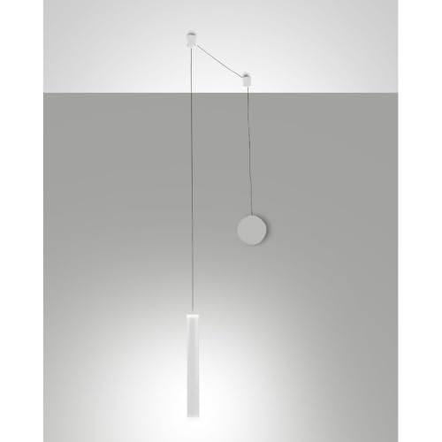 Fabas Luce Lampada a sospensione decentrata Prado bianco opaco LED 6,5W dimmerabile - Montaggio con decentramento