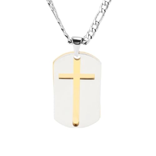 Chaîne en acier inoxydable avec croix cadeau créatif pour homme et femme