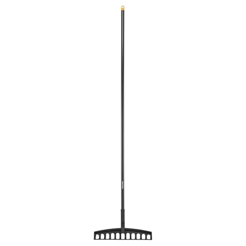 Fiskars Universal-Gartenrechen mit 12 gebogenen Zinken, Breite: 41 cm, glasfaserverstärkter Kunststoff/Aluminium, Schwarz/Orange, Solid, 1003466
