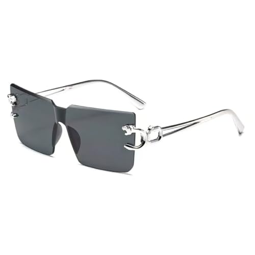 Lunettes de soleil léopard sans monture en métal de luxe pour l'été