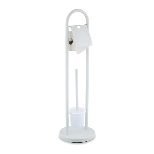 Image of Relaxdays Toilet Brush Holder Stainless Steel H x D 79 x 22 cm White