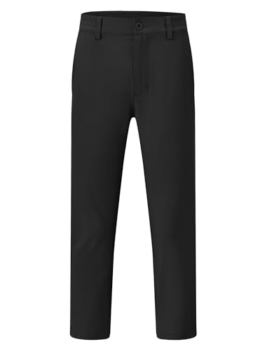 Buyboxs Dress Pants for Boys Comfort Elastic Waist Golf Pants Straight Leg Casual Slacks Quick Dry Chino Pants Black M