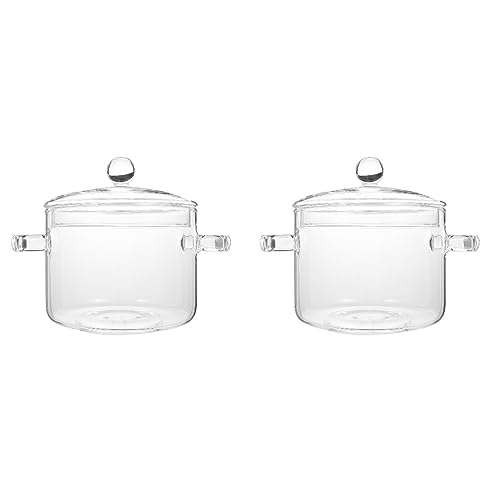 Yardwe Clear Glass Cookware 2 Set Glass Casserole With Covered Glass Bowls Bakeware Oven Dish for Kitchen