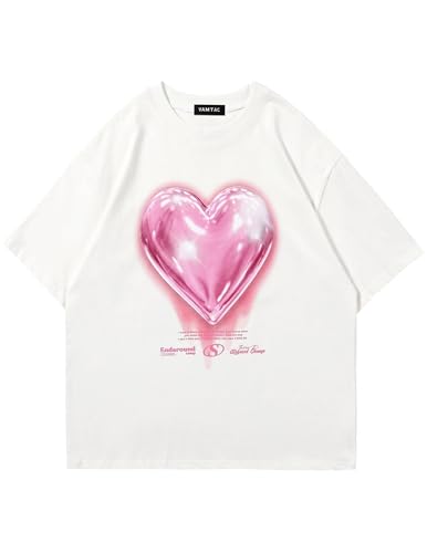 Vamtac Love Balloon Graphic Tees Men Y2k Oversized Cute Tshirts Summer Heart Short Sleeve Cotton Tops