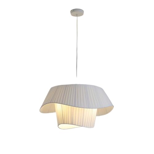 Pendant Light,White Chandelier 2-Tier Pendant Light Ribbed Fabric Hanging Lamp Shade, 20�hceiling Suspended Lights For Bedroom Li