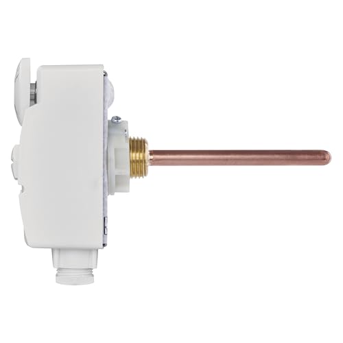 EMOS - mechanischer Thermostat mit Tauchhülse - manuell, kabelgebunden - Heiz- und Kühlsysteme - Temperaturregelung 0-90 °C - invasive Messung - 230 V, 16 A/4 A - weiß