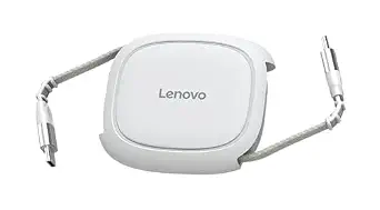 Lenovo 240W USB-C Retractable Cable, PD Fast Charging USB-C to USB-C, Smart Retractable Design, 1.2m (3.94 Ft), 480Mbps Data Transfer, Compact Portable Charger Cable for Laptop Tablet Phone, White
