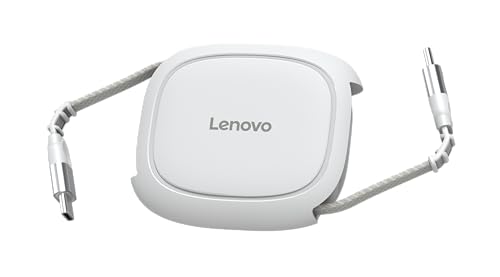 Image of Lenovo 240W USB-C Retractable Cable, 4ft, 5W-240W Adaptive Charging, GaN Charger Compatible, for Laptops, MacBook, Phones, Tablets, Switch & Power Banks, Tangle-Free, White