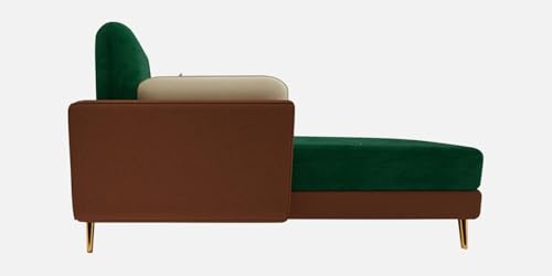 Image of Polyester Velvet Contemperory Sofa Set with Cushion Chaise Lounge, Sectional Sofa Perfect for Your Living Room,Guests Room & Office. (Green & Beige, RHS 4 Seater)
