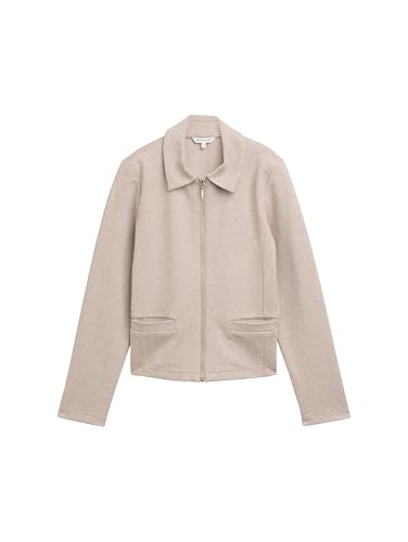 Tom Tailor Damen 1047589 Regular Fit Jacke Mit Reißverschluss, 38330 - Soft Taupe Melange, M EU – Ansicht 5