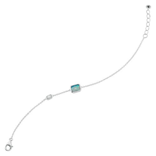 Silpada 'Intergalactic' Lab-Created Opal And Cubic Zirconia Bracelet In Sterling Silver, 7" + 1" #TOP3