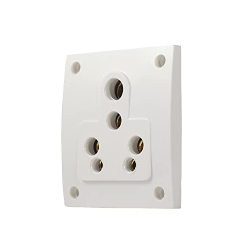 Image of Star 6 /16A 6 Pin Non Modular Electrical Multi Socket, White Colour,Polycarbonate Body, Porcelain Back,Heavy Duty,Suitable for Home & Office Use with Mounting Screws (5)