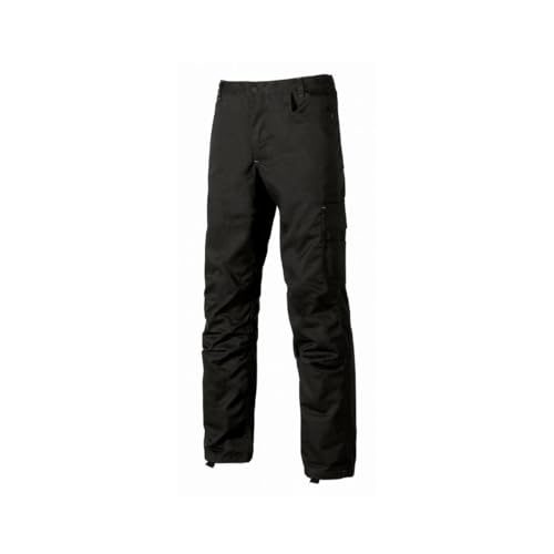 U-Power Herren-Arbeitshose, Cargohose mit elastischem Bund, mit Kniepolstertaschen, Multi_Pocket, bequemer Stoff, strapazierfähige, strapazierfähige Oberbekleidung - Black Carbon