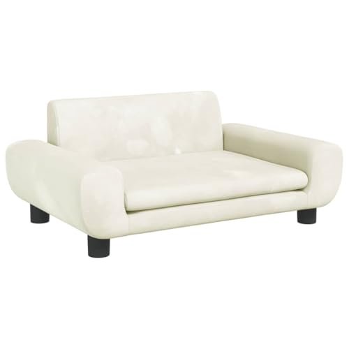 vidaXL Hundebett, Hundekissen mit weicher Polsterung, Hundesofa Hundecouch für kleine Hunde Haustiere, Haustierbett Katzenbett, Creme Samt