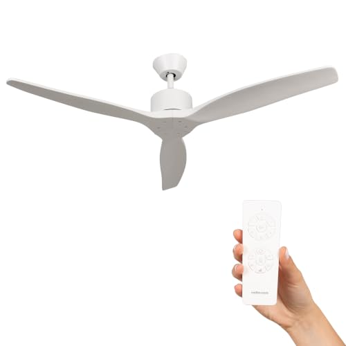 Mellerware - Ventilatore da soffitto con telecomando Brizy! 45W | Potente, Ultra silenzioso | 3 pale | Diametro 132cm | 6 velocità | Timer | Funzioni estate inverno | Stanze fino a 20m2 | Bianco