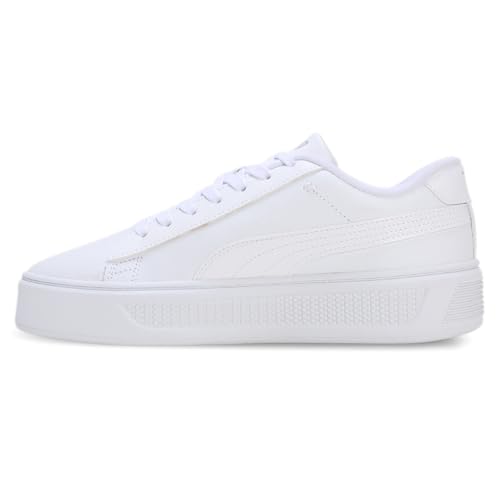 PUMA PUMA Women's Smash Platform V3 Sneaker White White Silver, 6.5