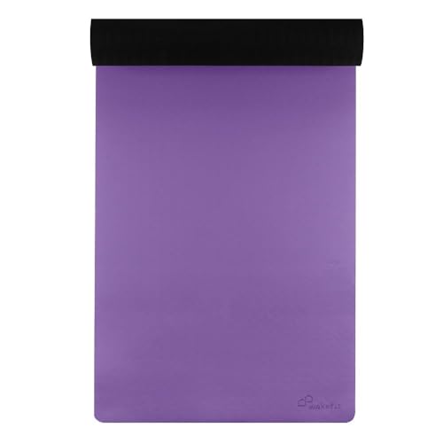 Image of Wakefit Yoga Mat | Anti Slip Double Layered | 72 X 24 inch | 6 mm Thick | Purple & Black Mantra | With Strap