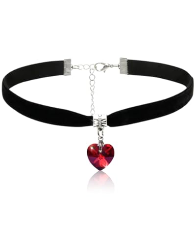 WINXMIN 1 pièce CollierRas du Cou Fille en Velours Noir Gothique Collier Ras du Cou Classique en Velours Coeur Collier Réglable en Couches Choker Bijoux pour...