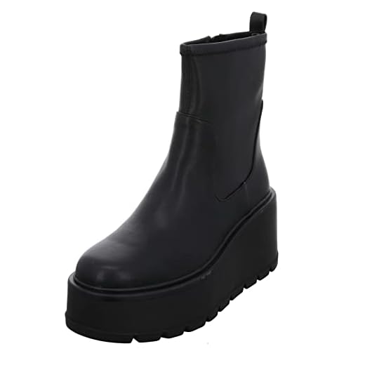 Guess Botines para mujer Lacia Botas de cuero liso elegante ocio botas llanas plataforma negro cuero, Negro , 40 EU