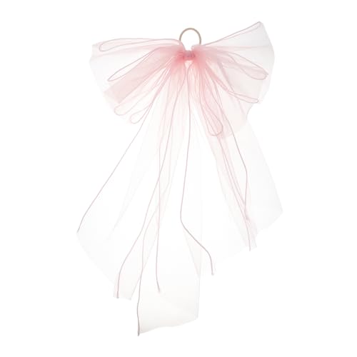 LALADEFIEE lazo para el pelo velo de novia catedral accesorios para el cabello de fiesta de boda velo de novia perla diadema de velo velos de boda velo de tul de lazo de boda Malla rosa