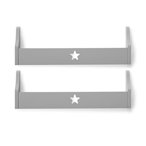 Haus Projekt Estante de Pared para Niños Flotante Estrella Organizadora Solución Multiuso de Madera Estanterías para el Cuarto de Juegos de los Niños Star Chubby Shelf (Paquete 2, Gris) 50x10x16cm Cover