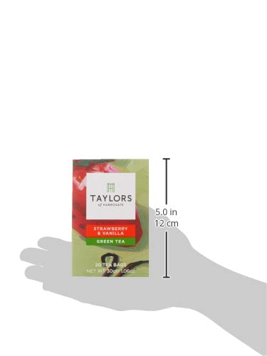 Image of Taylors of Harrogate Strawberry & Vanilla, Green Tea, Individually Wrapped Bags, Smooth, Juicy and Sweet, Caffeinated, Enjoy Hot or Iced, 20 Count (Pack of 2)